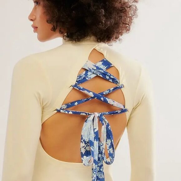 NWOT Free People Intimately Straps In The Back Bodysuit Transparent Yellow - Picture 3 of 5